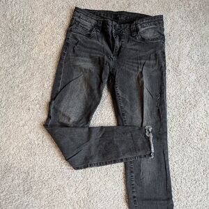 Kut from Kloth black wash frayed ankle jeans